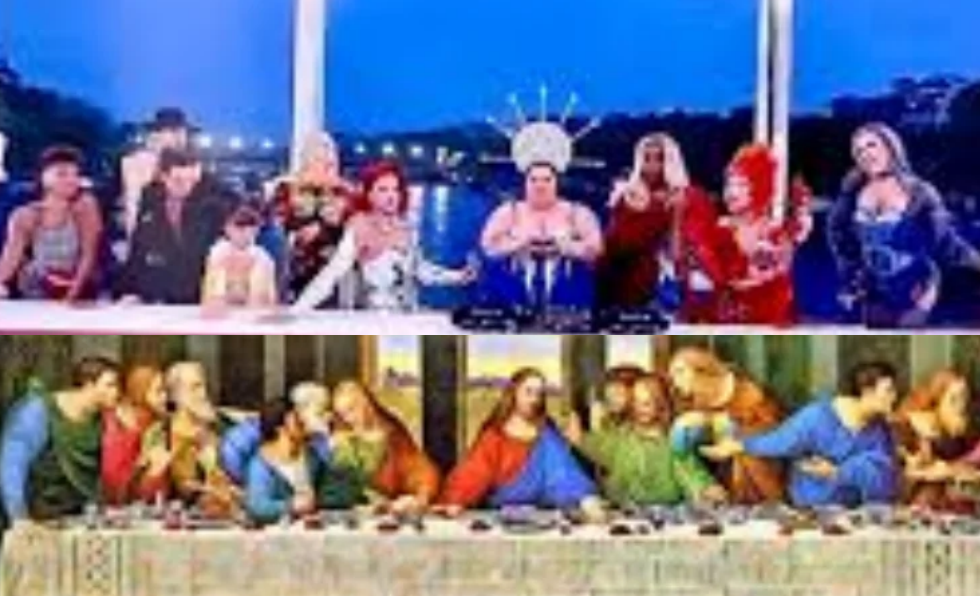 Last Supper parody compared to the original painting